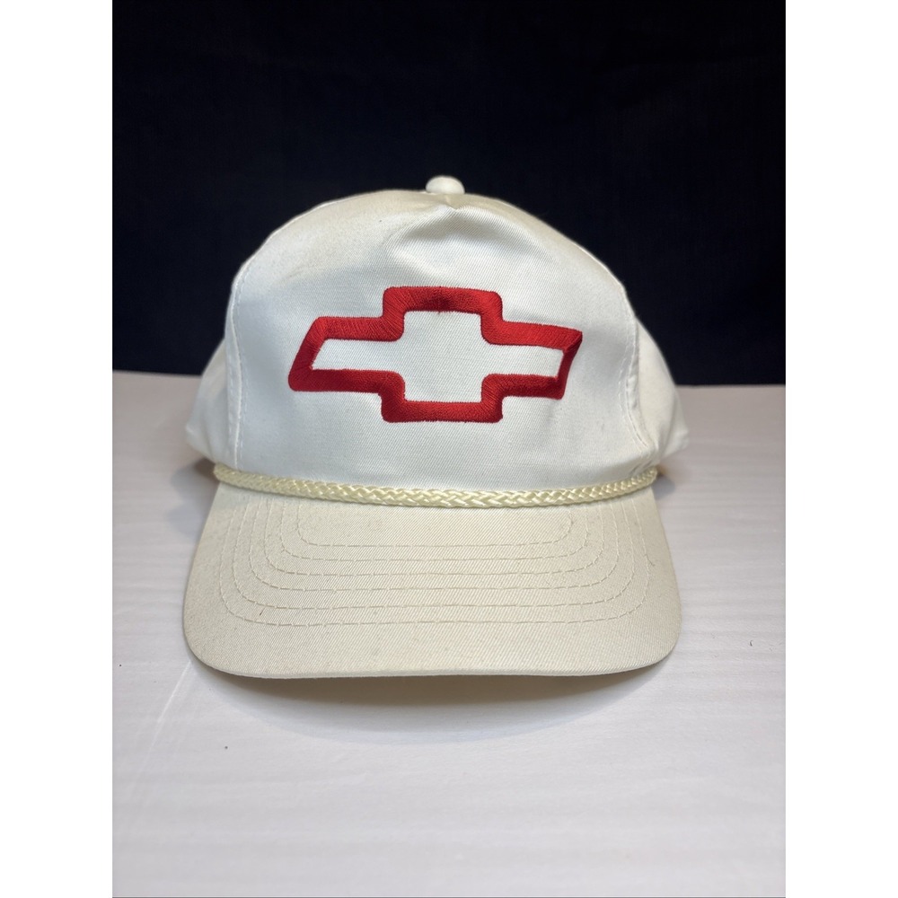 Vintage Chevy Racing Official Snap Back Trucker Cap BowTie White YoungAn Hat